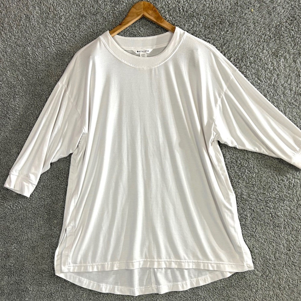Athleta‎ Oversized High-Low Long Sleeve Top Women M Yoga Athleisure B Corp Flowy